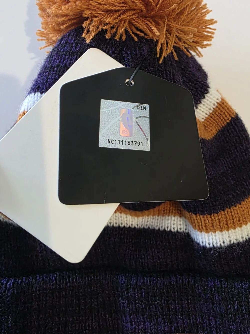 Phoenix Suns Striped Pom Beanie Hat - Purple, Orange & White